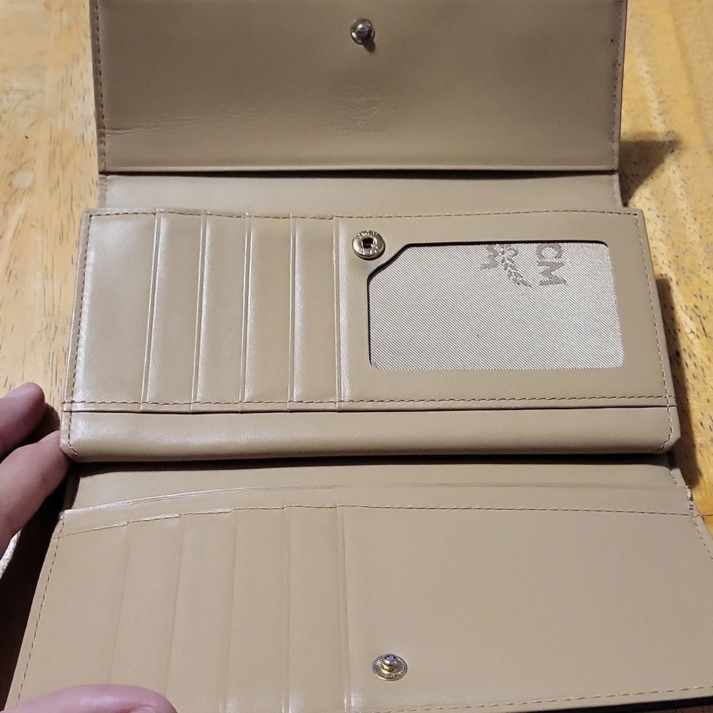 MCM Forest Green Leather Wallet with Logo